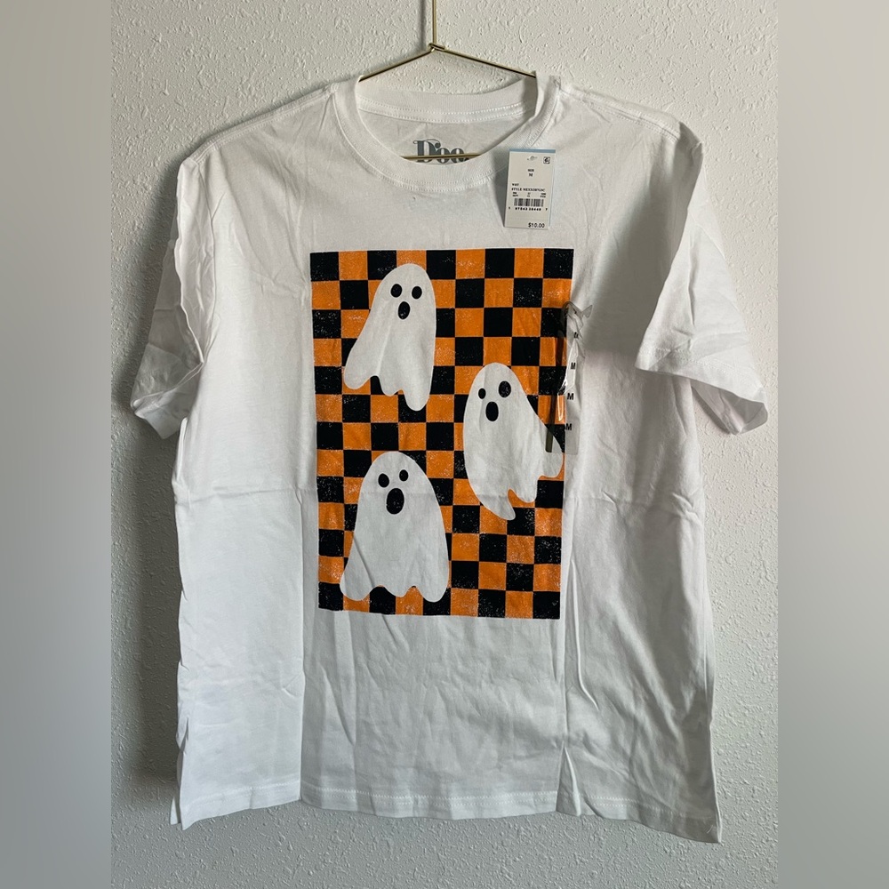 White Ghost Print Short Sleeve Tee